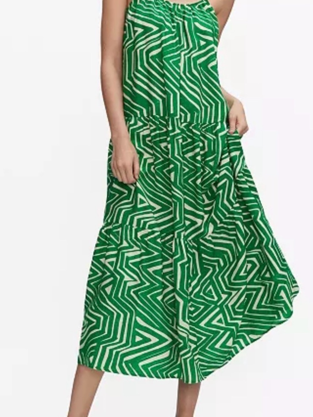 Mango Green Geometric Print Midi/ Maxi  Skirt